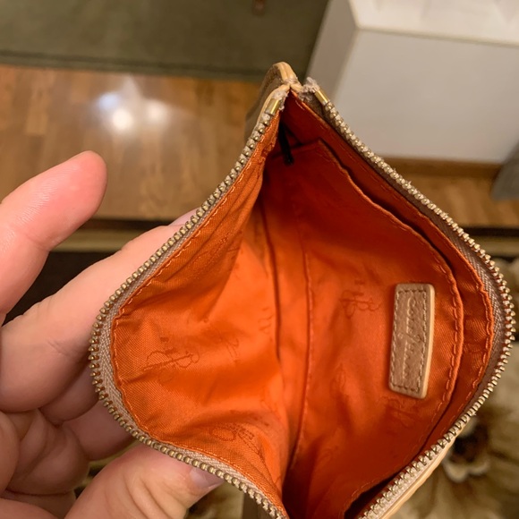 COLE HAAN Mens Medium Zip Pouch Jitney II Sandstone Tan Leather Wallet Wrist - Picture 8 of 10